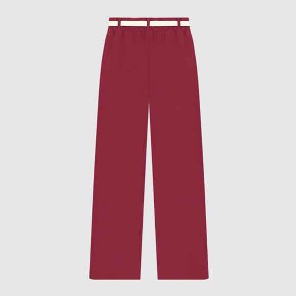 B.Sure Burgundy High-Waist Straight Casual Pants - Picture 2 of 4